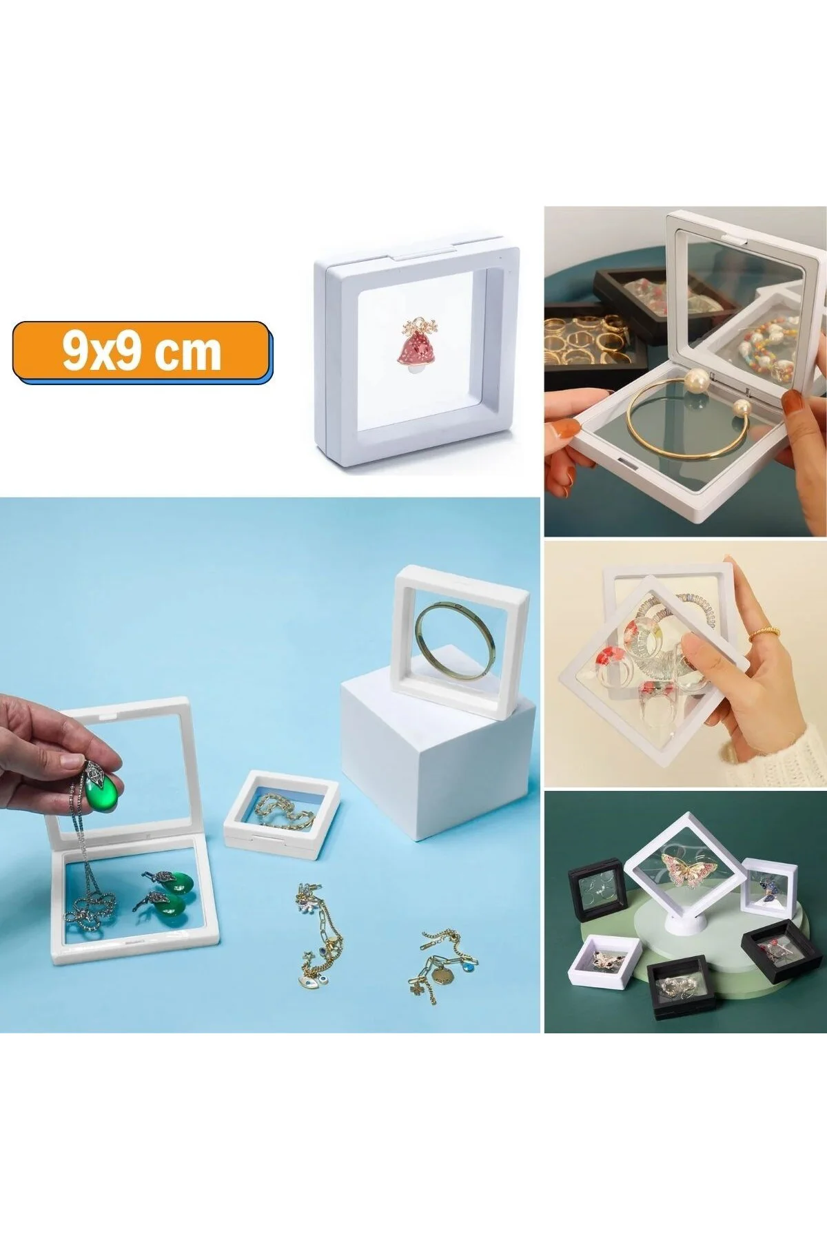 9x9 cm Standlı 3D Takı Ziynet Hatıra Koleksiyon Saklama Kutusu Şe