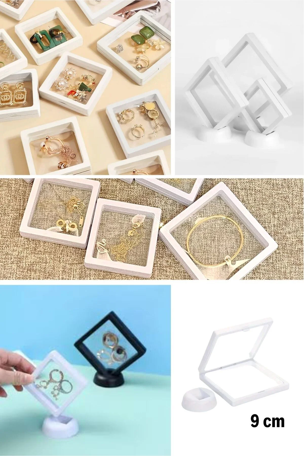 9x9 cm Standlı 3D Takı Ziynet Hatıra Koleksiyon Saklama Kutusu Şe