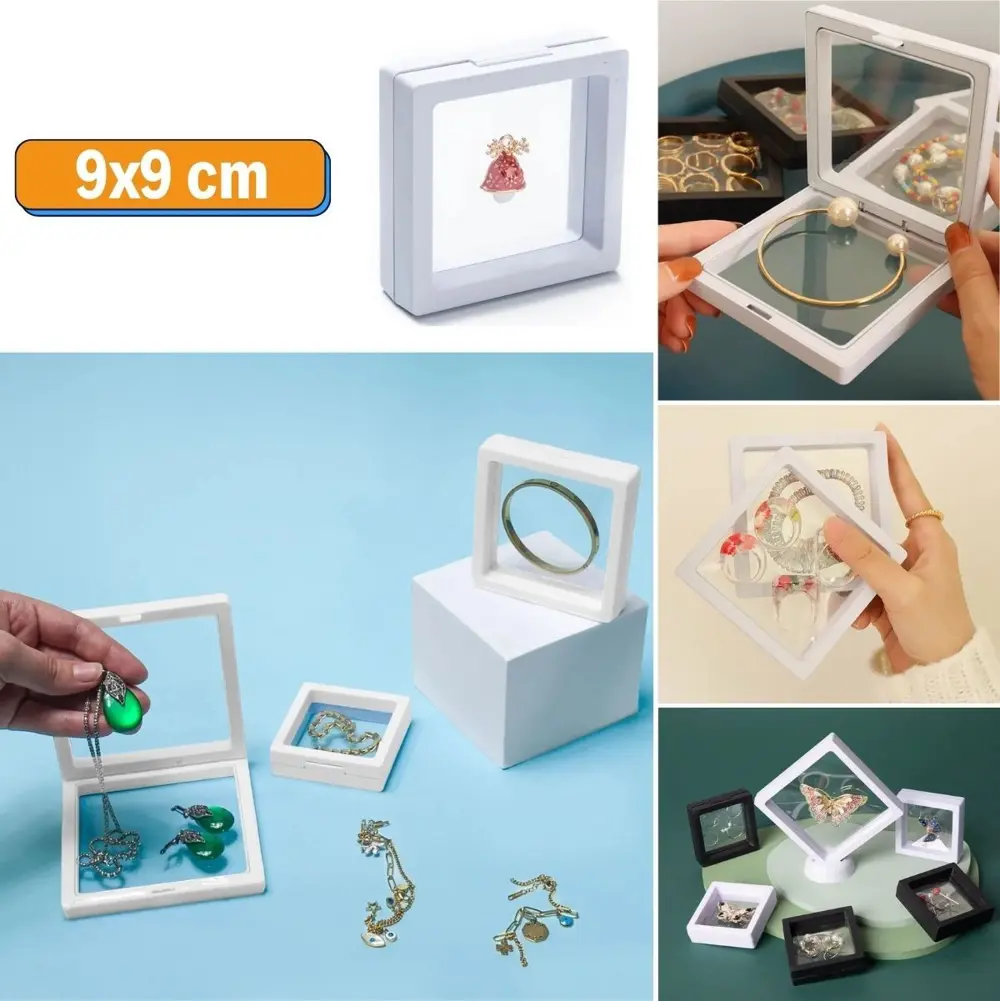 9x9 cm Standlı 3D Takı Ziynet Hatıra Koleksiyon Saklama Kutusu Şe