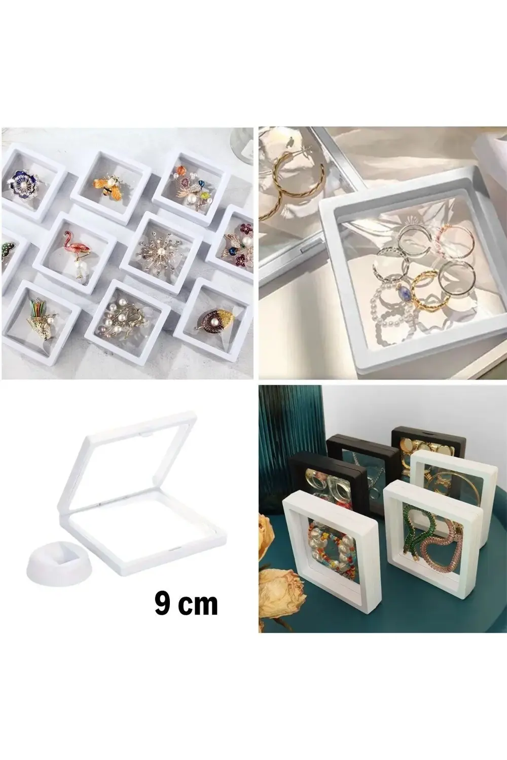 9x9 cm Standlı 3D Takı Ziynet Hatıra Koleksiyon Saklama Kutusu Şe