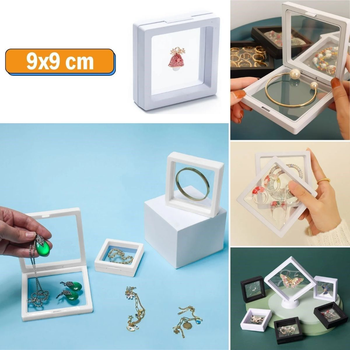 9x9 cm Standlı 3D Takı Ziynet Hatıra Koleksiyon Saklama Kutusu Şe