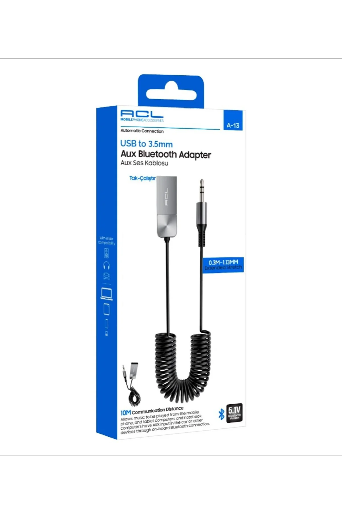 A-13 USB to 3.5mm Aux Bluetooth Adaptör | Tak Çalıştır A-13 USB to 3.5mm Aux Bluetooth Adaptör | Tak Çalıştır