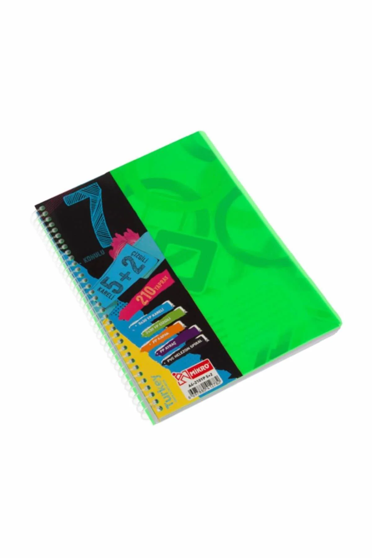 A-4 Eko 5+2 Ayraçlı Defter Plastik Kapak 210 Yaprak A4210E52