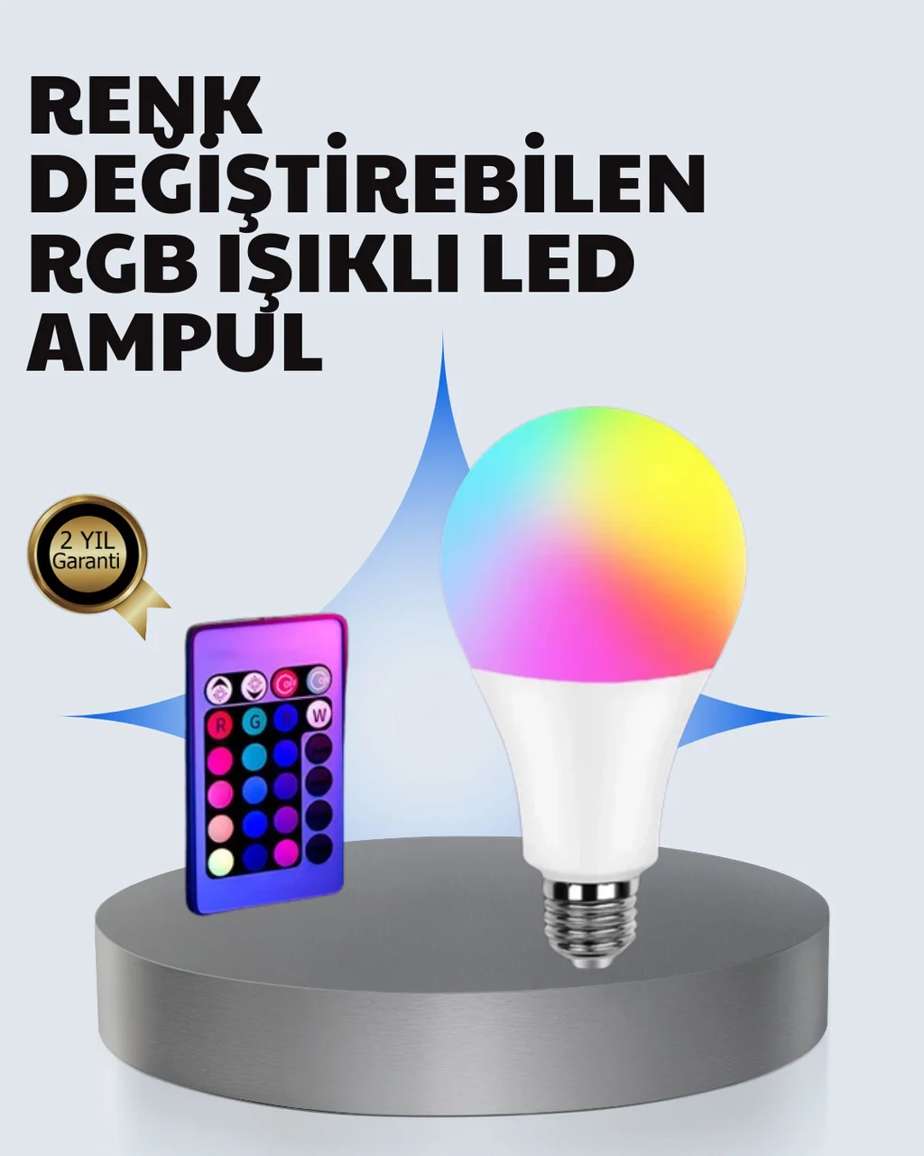 A Kalite 2025 Rgb Led Ampul Uzaktan Kumandalı 16 Renkli Lamba - Lisinya Diğer
