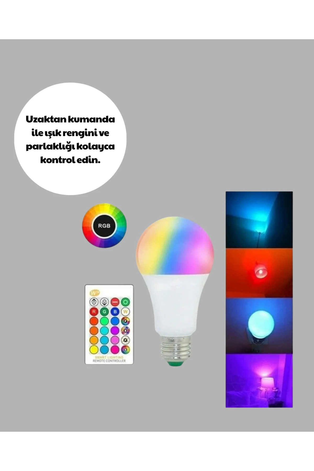 A Kalite 2025 RGB LED Ampul Uzaktan Kumandalı 16 Renkli Lamba