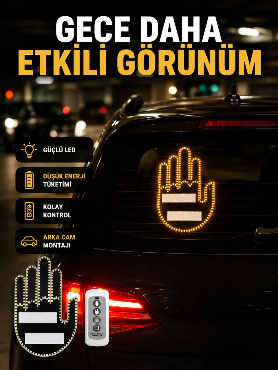 A Kalite Uzaktan Kumandalı Led Park Uyarı Işığı El Figürlü Model - Lisinya Diğer