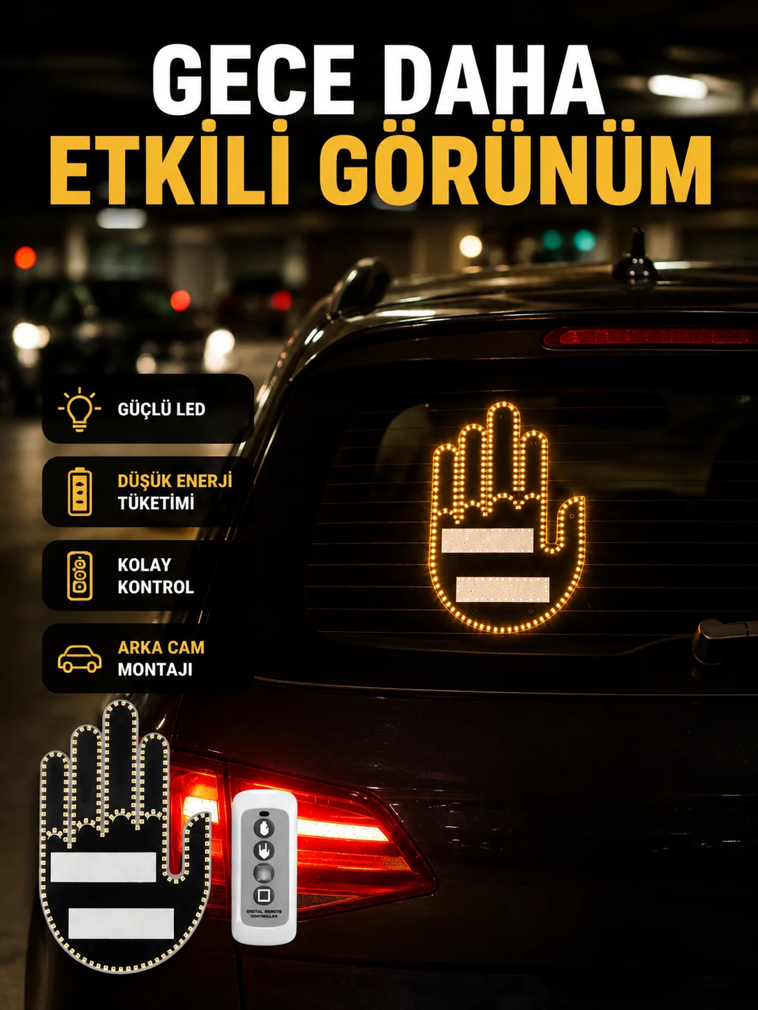 A Kalite Uzaktan Kumandalı LED Park Uyarı Işığı El Figürlü Model