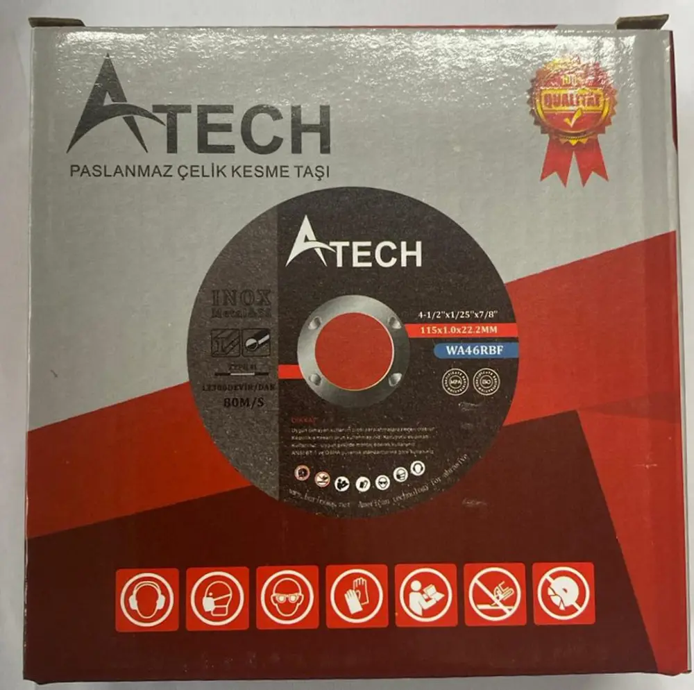 A TECH İNOX KESİCİ DİSK TAŞ 115X1.0X22.2mm 5 ADET A TECH İNOX KESİCİ DİSK TAŞ 115X1.0X22.2mm 5 ADET