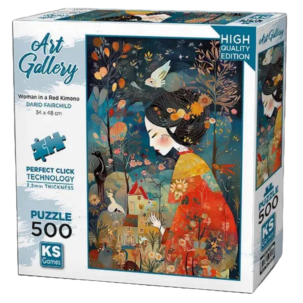 A Woman In Red Kimono Puzzle 500 Parça 20070 A Woman In Red Kimono Puzzle 500 Parça 20070