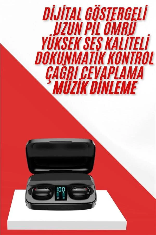 A10s Kablosuz Bluetooth Kulaklık Led Göstergeli Powerbankli TWS - 1800mAh Şarj Kutusu