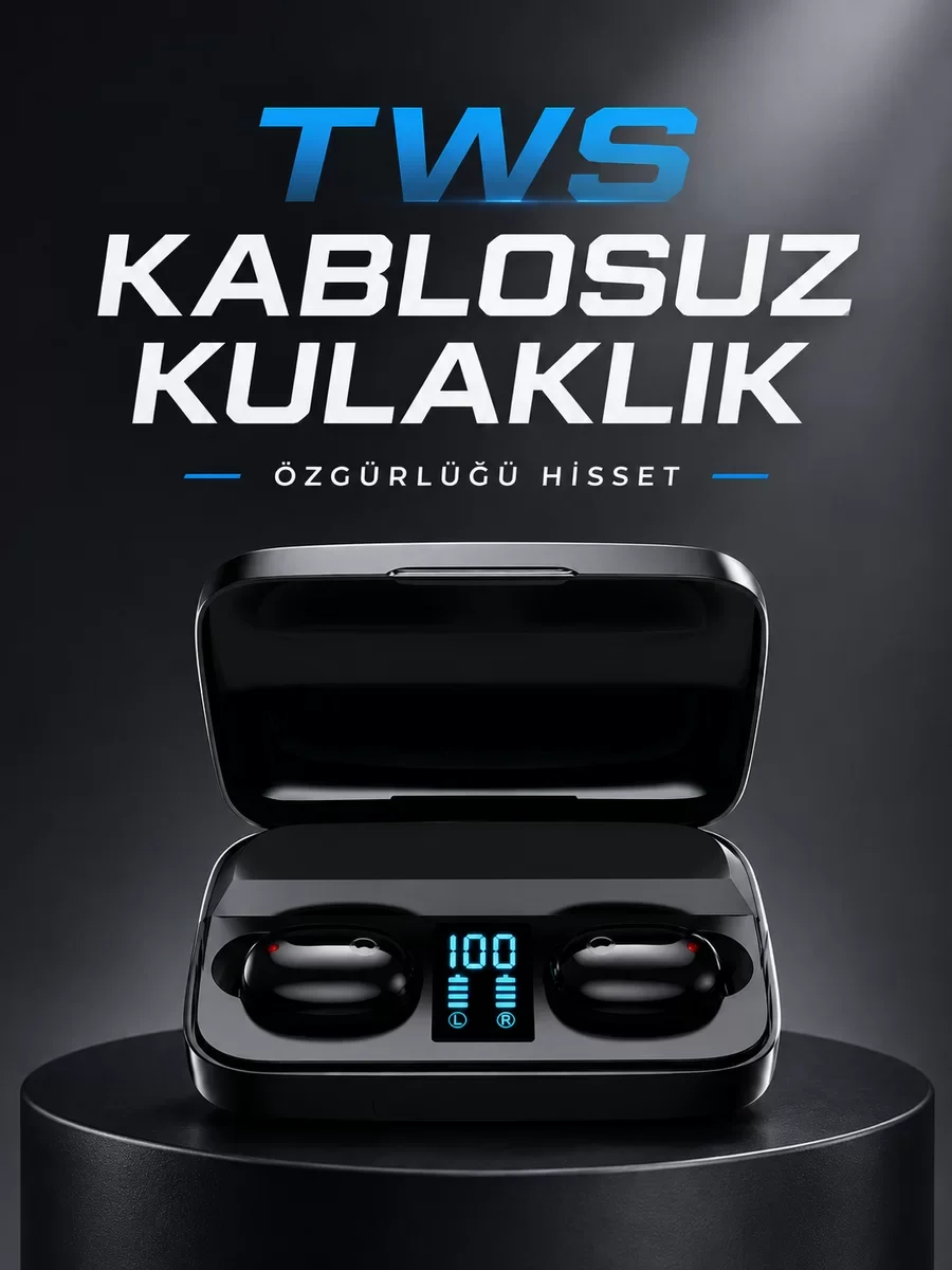 A10S Kablosuz Bluetooth Kulaklık - TWS, 1800 mAh Şarj Kutusu ve Telefon Şarjı