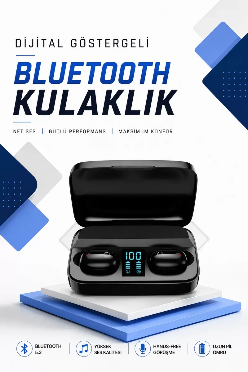 A10s Kablosuz TWS Kulaklık - Bluetooth 5.0, 1800mAh Şarj Kutusu ve Stereo Ses