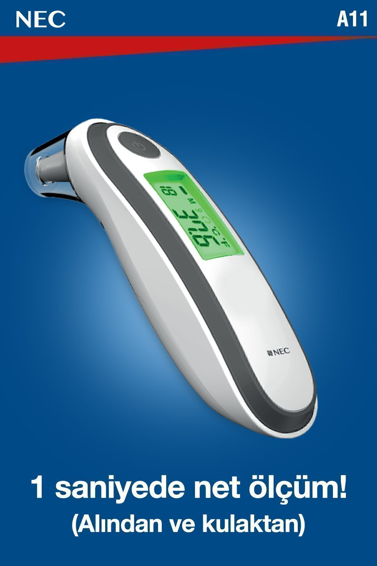 Nec A11 Geniş Ekranli Kulaktan Ve Alindan Dijital Temassiz Ateş Ölçer