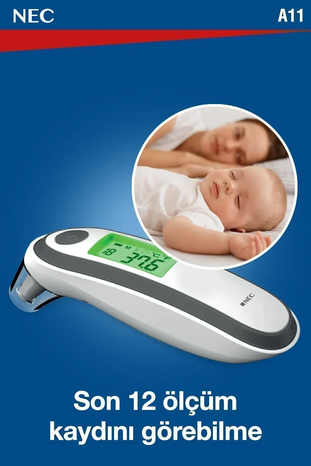 A11 Geniş Ekranlı Kulaktan Ve Alından Dijital Temassız Ateş Ölçer