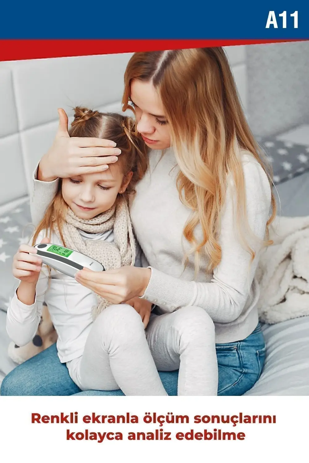 A11 Geniş Ekranlı Kulaktan Ve Alından Dijital Temassız Ateş Ölçer