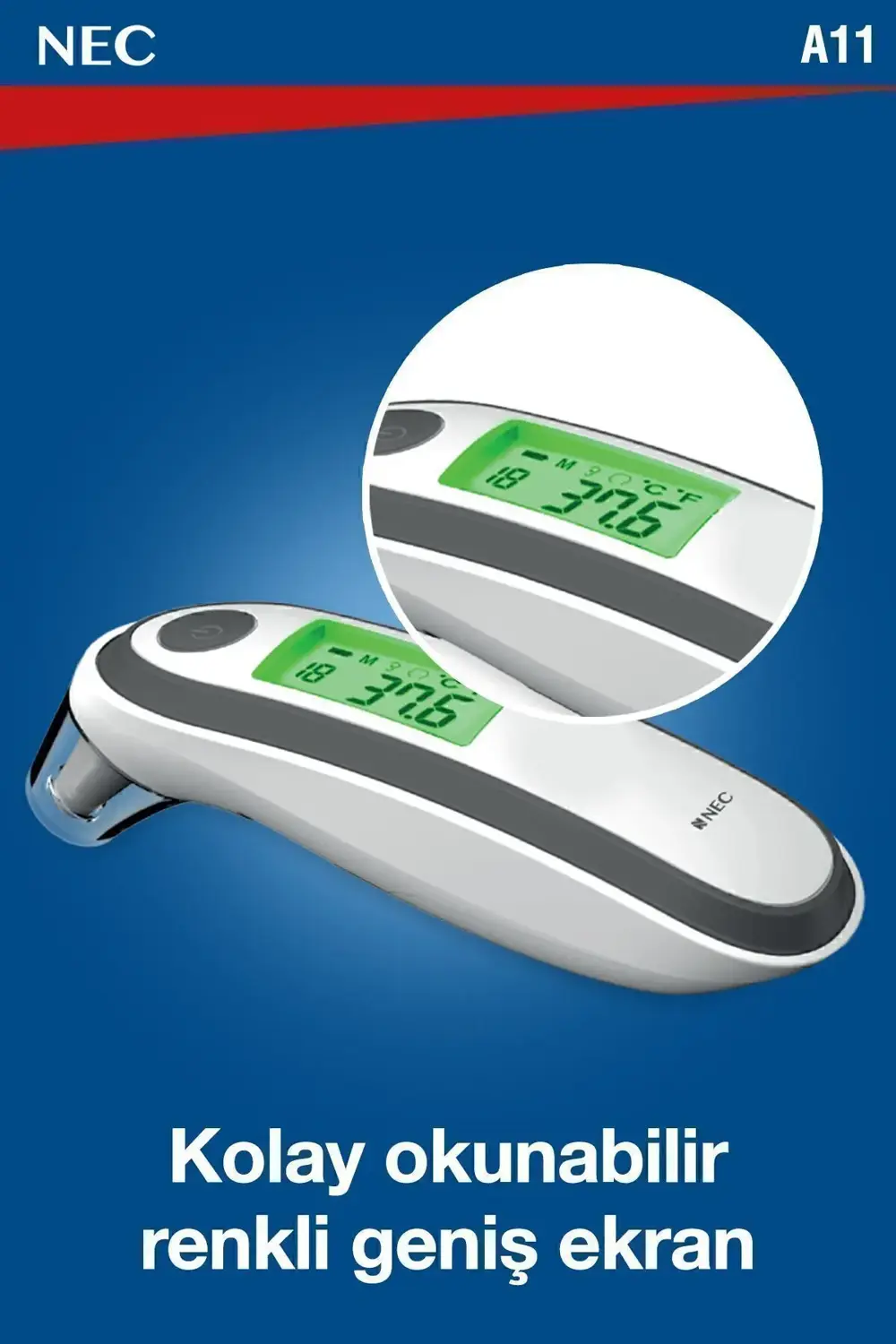 A11 Geniş Ekranlı Kulaktan Ve Alından Dijital Temassız Ateş Ölçer