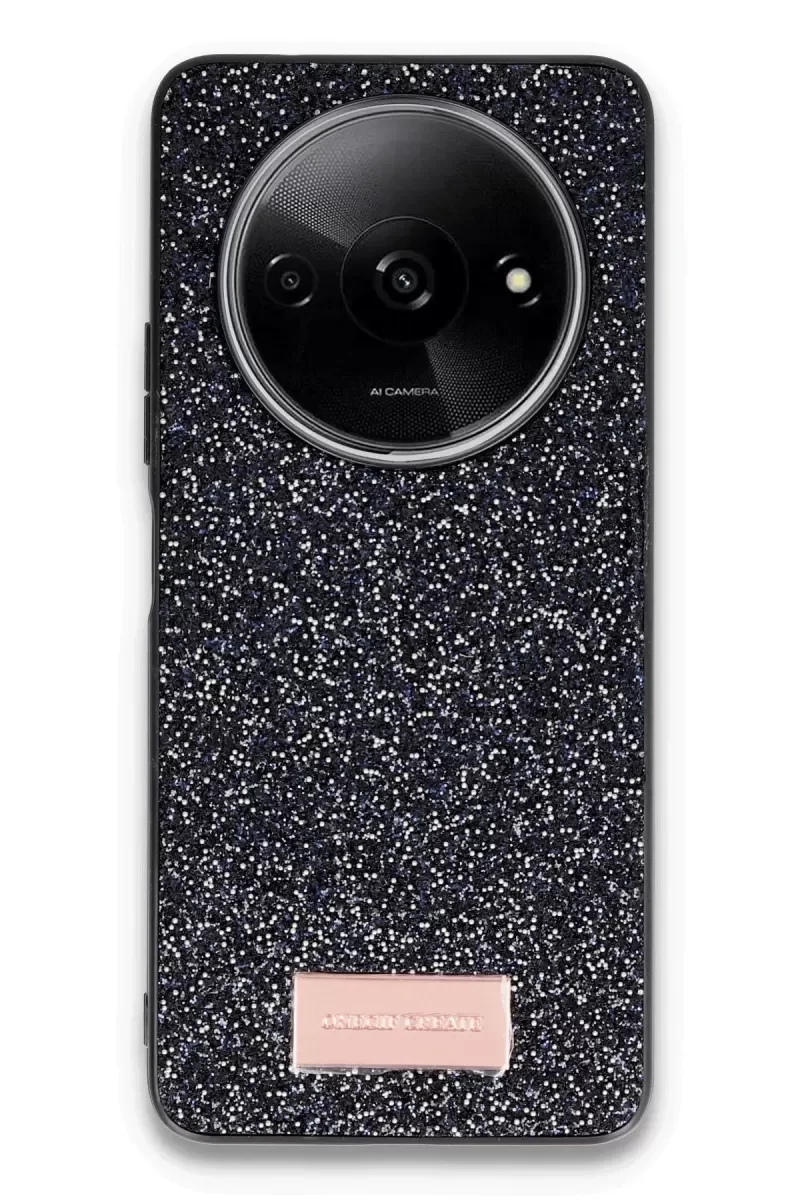 A3 4G Bright Simli Kapak - Siyah | Boncuk İşlemeli Telefon Kılıfı