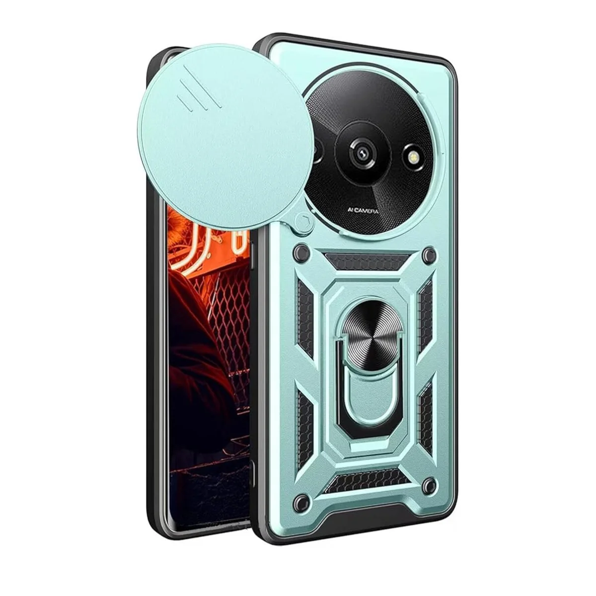 A3 4G Kılıf - Pars Lens Korumalı Yeşil Silikon Kılıf