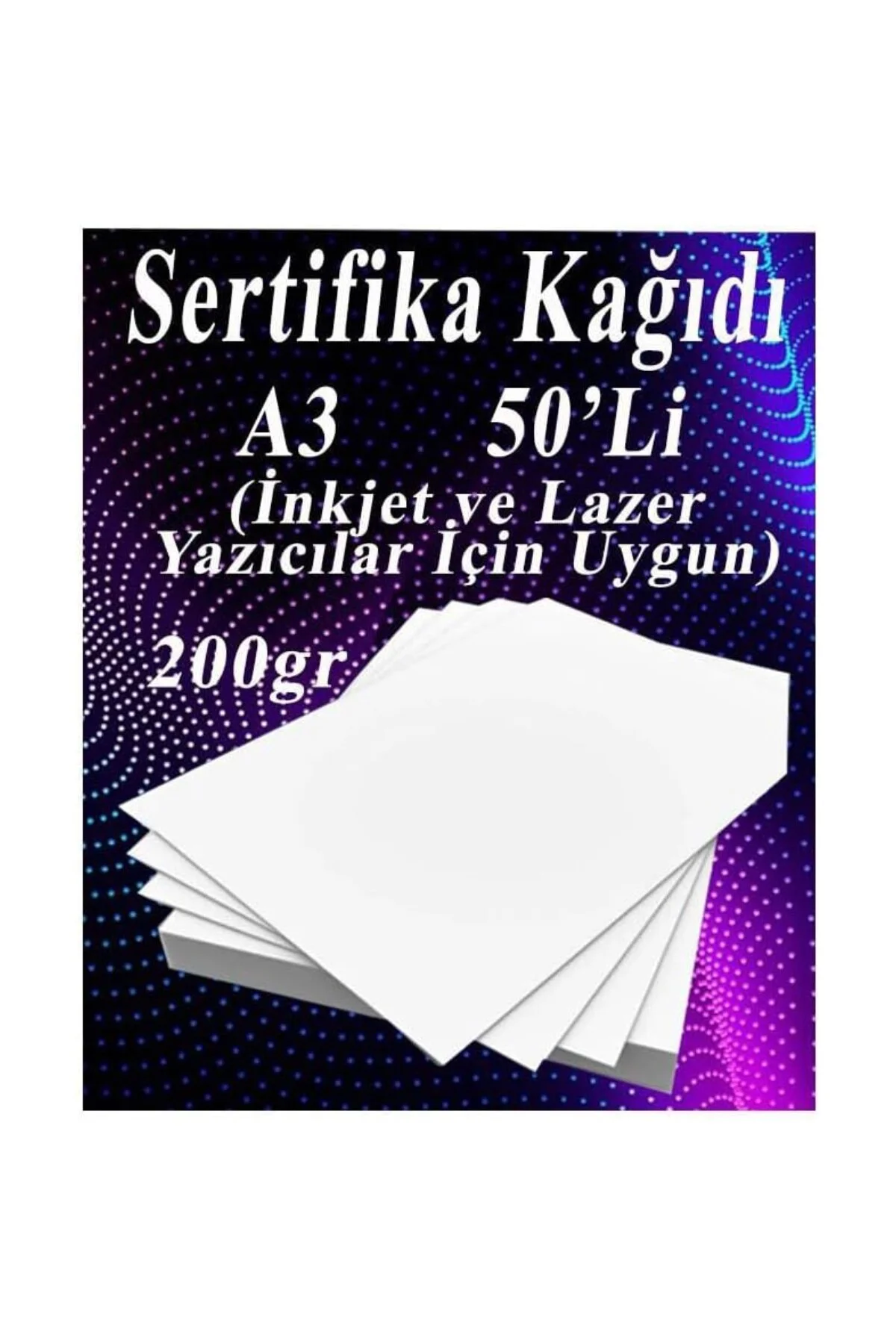 A3 Sertifika Kağıdı Kalın 50 Adet Gramajlı Fotokopi Kağıdı 200 gr