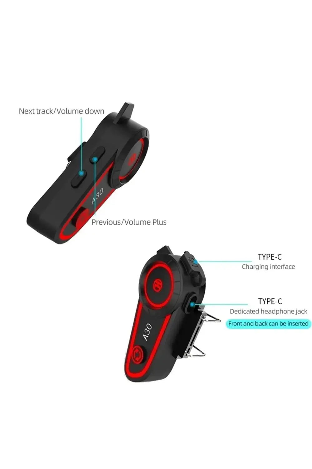 A30 Intercom Motosiklet Kask Kulaklık İntercom Ultra Yüksek Kalit