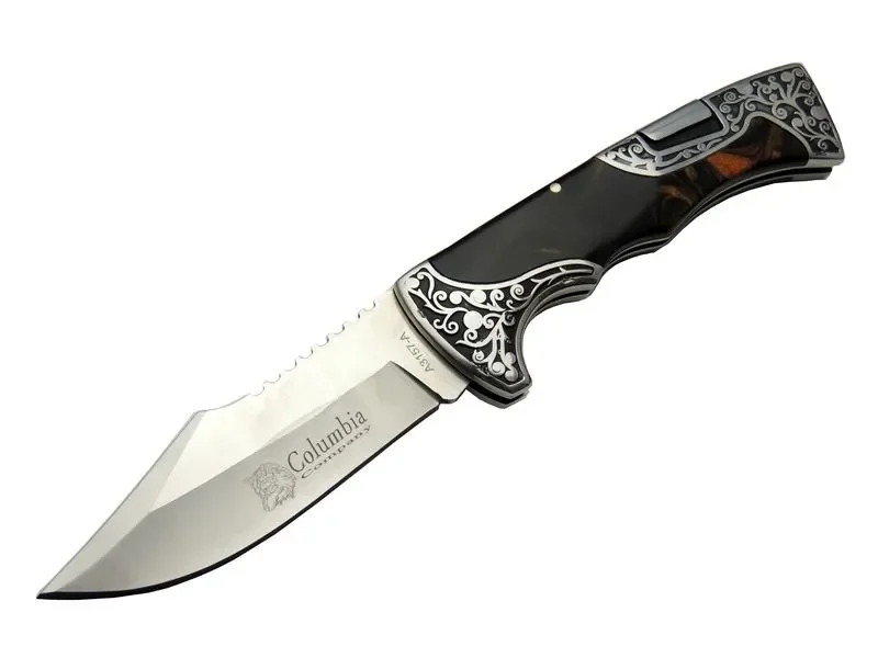 A3157B Kahverengi  / Kamp Çakı 23 cm -  İşlemeli Saplı,