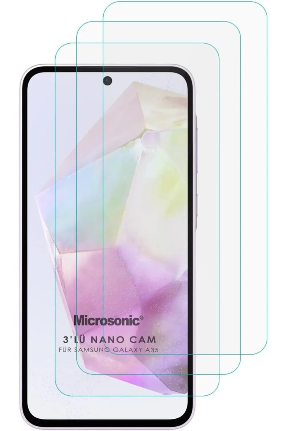 A35 Screen Protector Glass Cam Ekran (3`lü Paket) [ A35 ile Uyuml