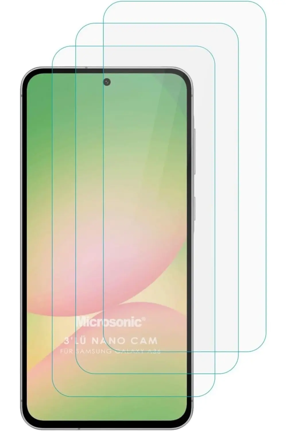 A36 Screen Protector Glass Cam Ekran (3`lü Paket) [ A36 ile Uyuml