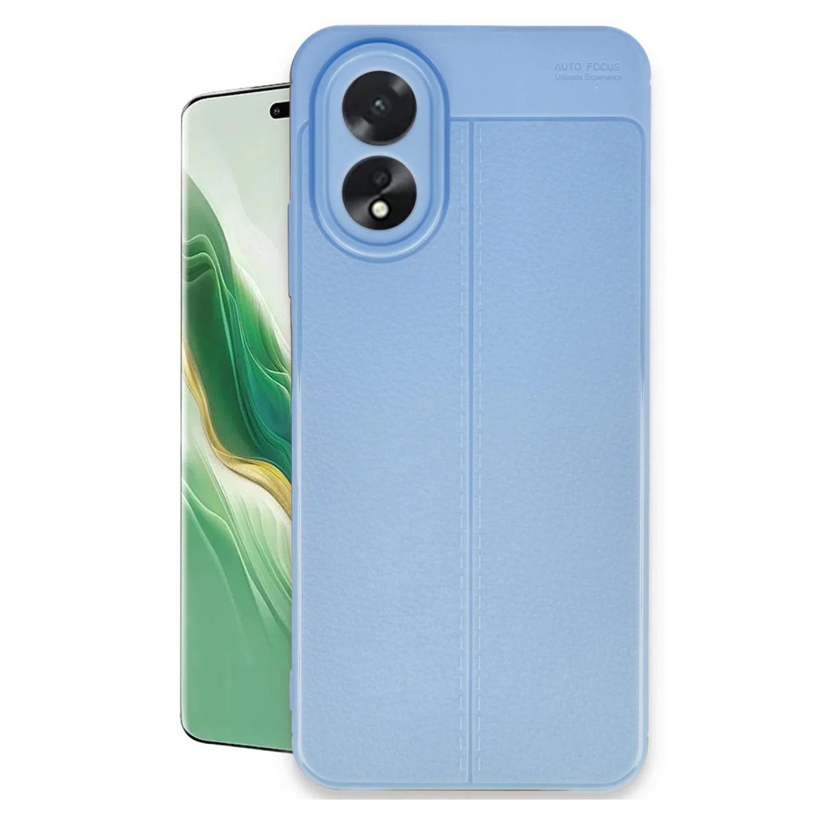 A38 Kılıf Auto Focus - Mavi TPU Deri Dokulu Premium Koruma Kılıfı