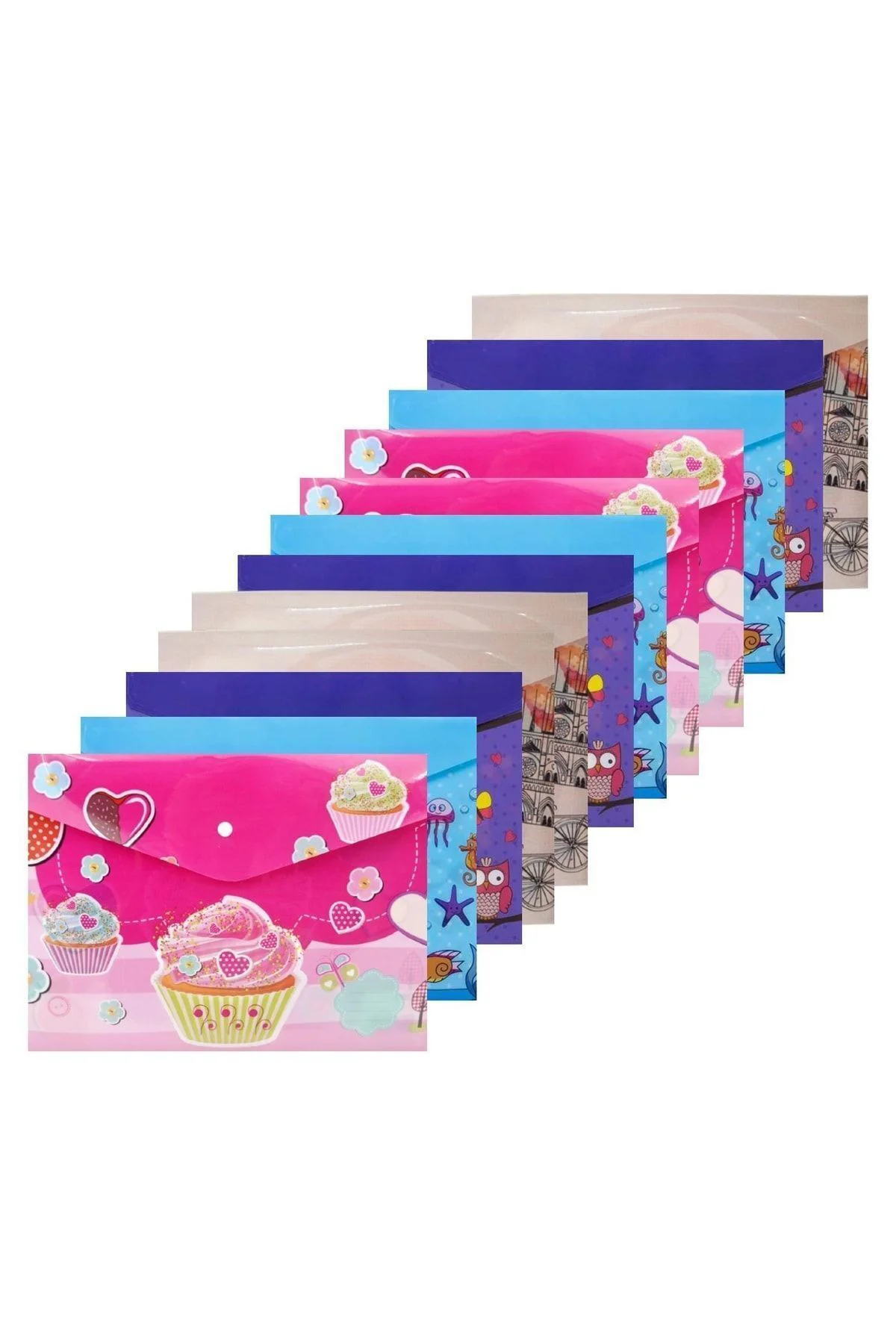 A4 Baskılı Çıtçıtlı Dosya Kız Desenler 12 Adet (3105k)