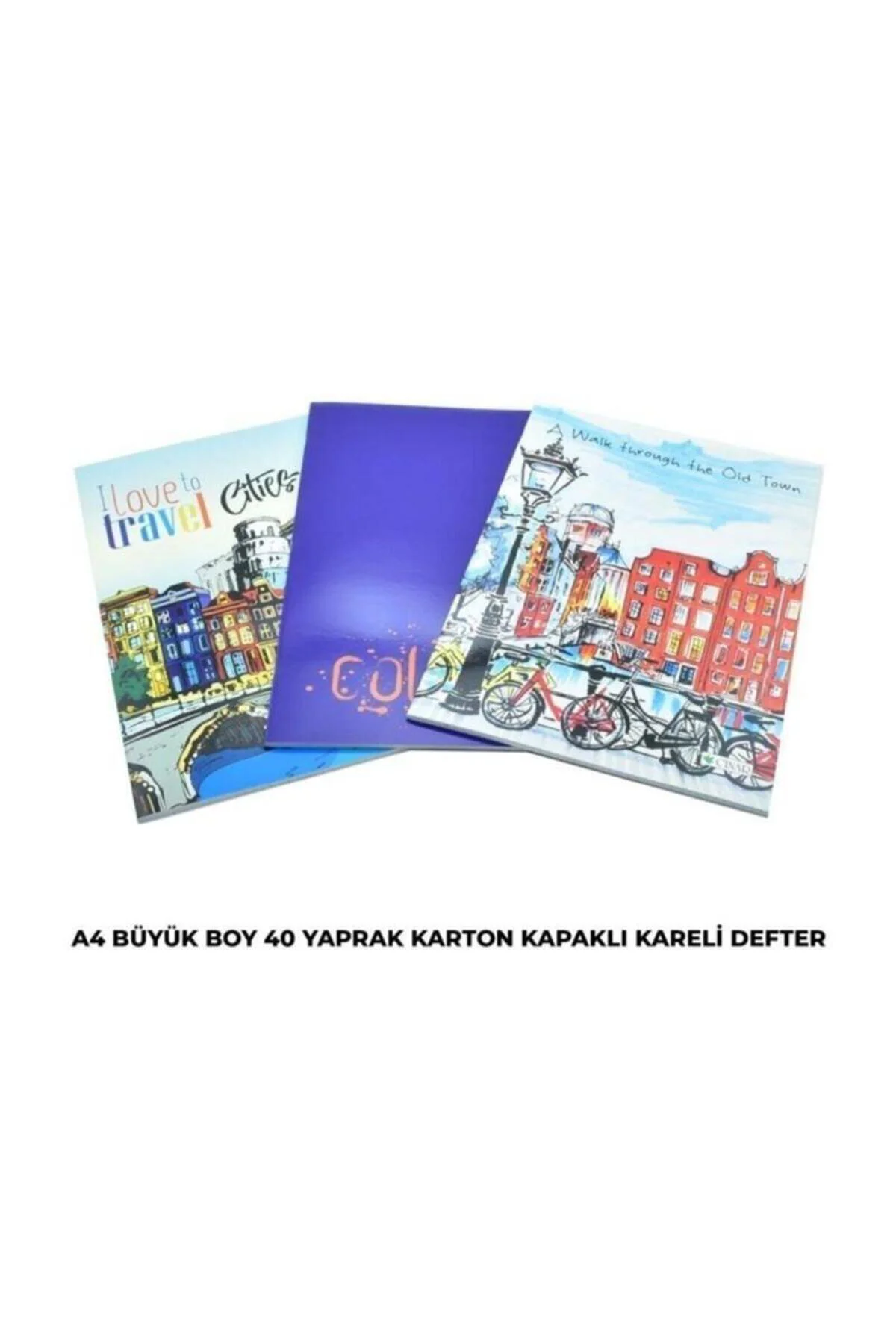 A4 Boyutlu Kareli 40 Yaprak Defter 4 Renk( 4 Adet)