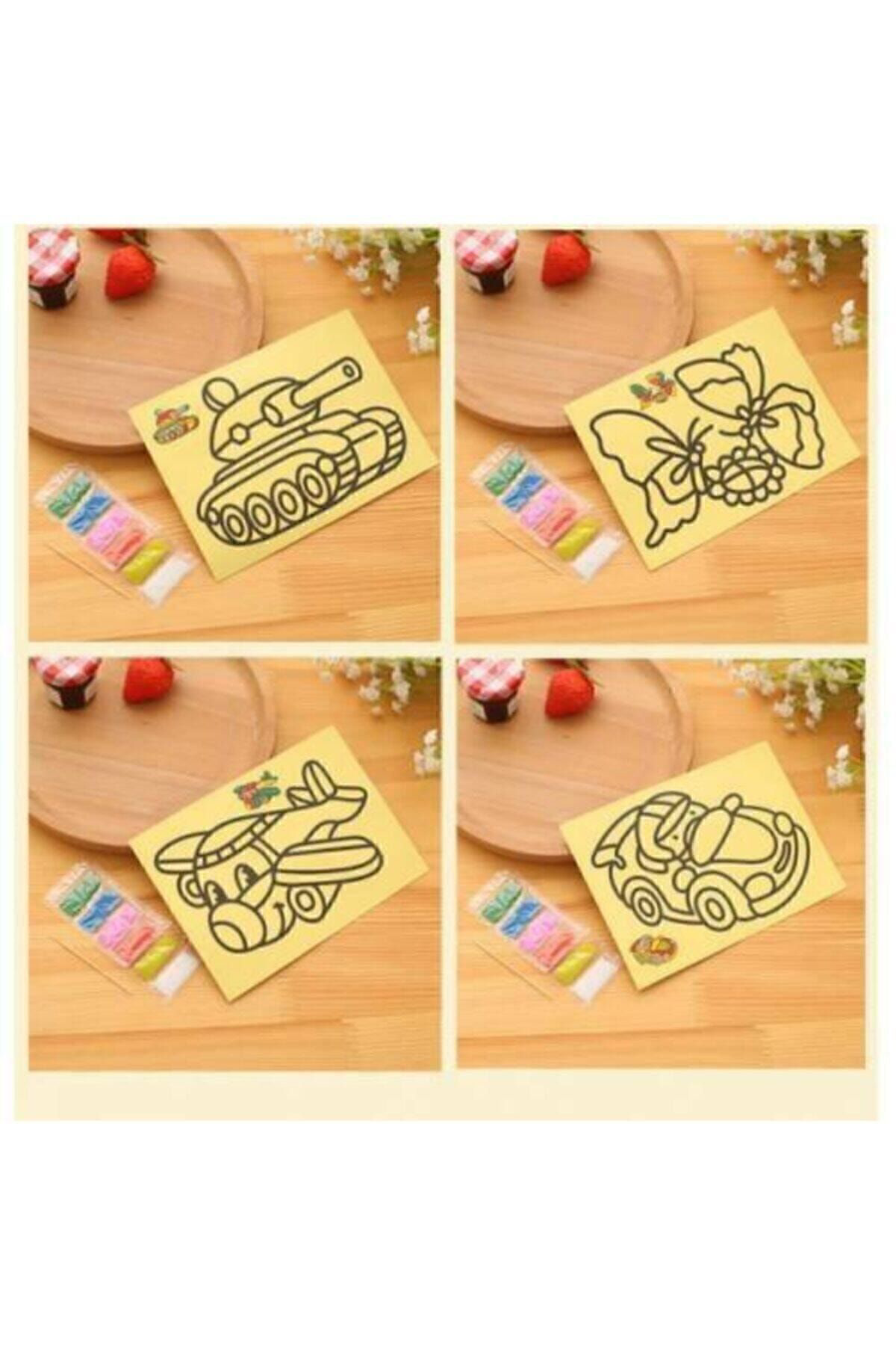 Dem Ticaret A4 Boyutunda 5 Adet Kum Boyama Seti, Büyük Boy Kum Boyama Seti