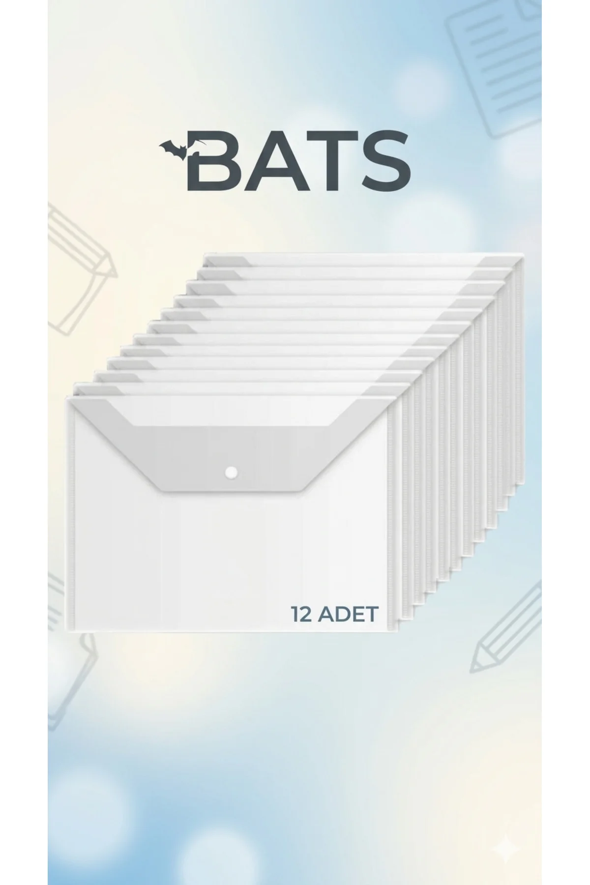 A4 ÇITÇITLI DOSYA ZARF ŞEFFAF 12 ADET