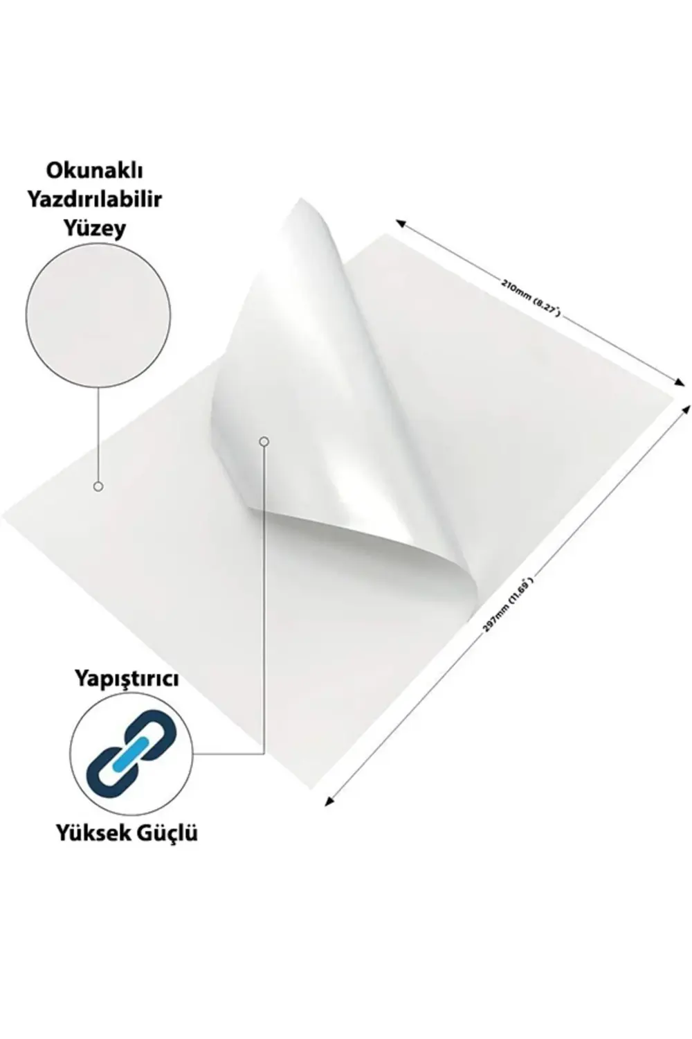 A4 Etiket 100 tane A4 Yapışkanlı Etiket A4 Lazer Etiket A4 Baskıs