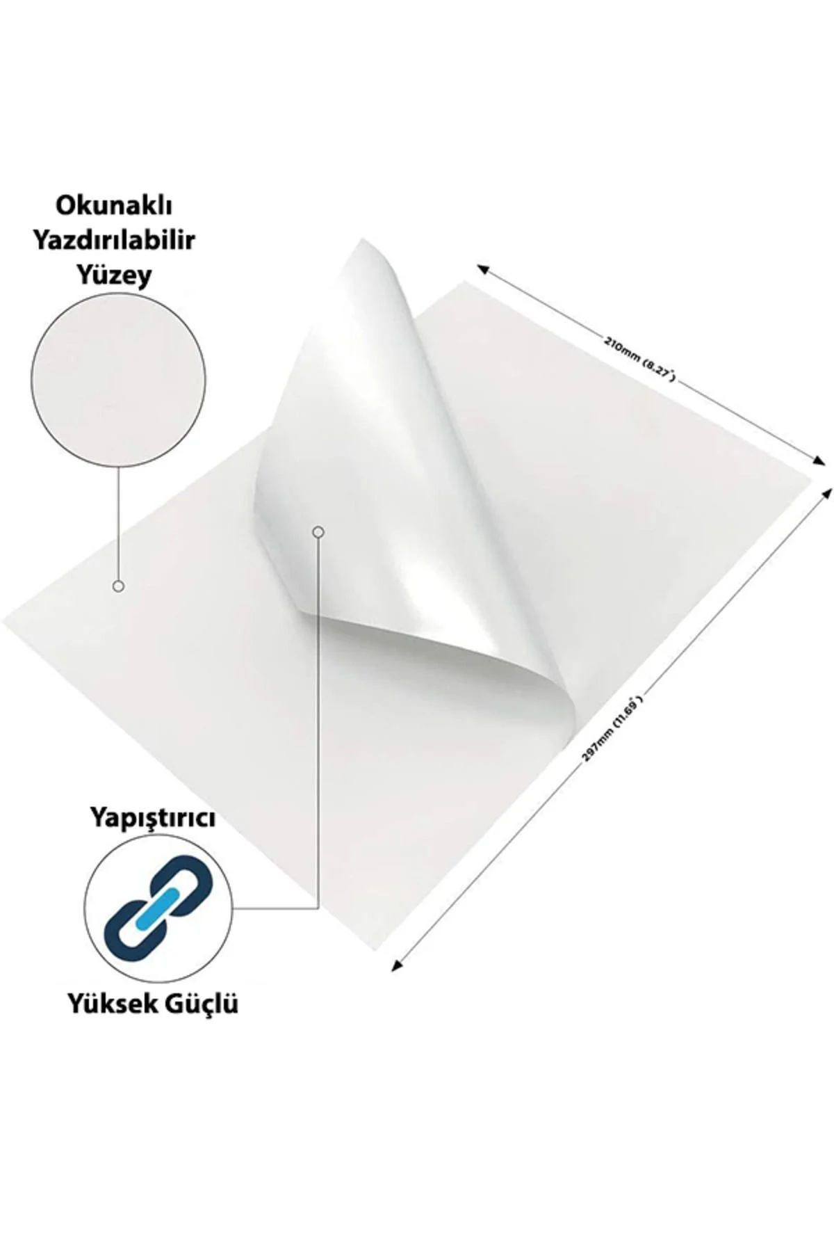 A4 Etiket 100 tane A4 Yapışkanlı Etiket A4 Lazer Etiket A4 Baskıs