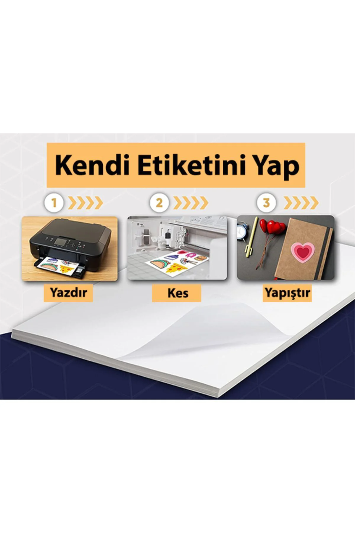 A4 Etiket 100 tane A4 Yapışkanlı Etiket A4 Lazer Etiket A4 Baskıs