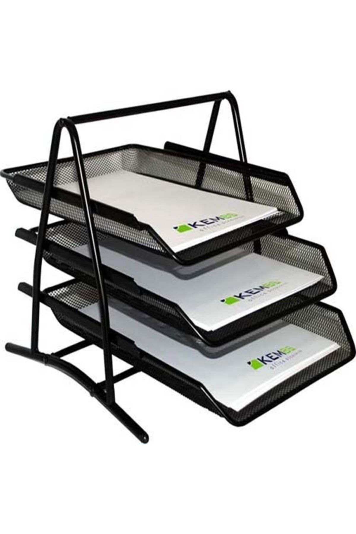 Mas A4 Evrak Rafı Metal Üçlü Perfore 3'Lü Set (Kalemlik, Ataşlık) Küp