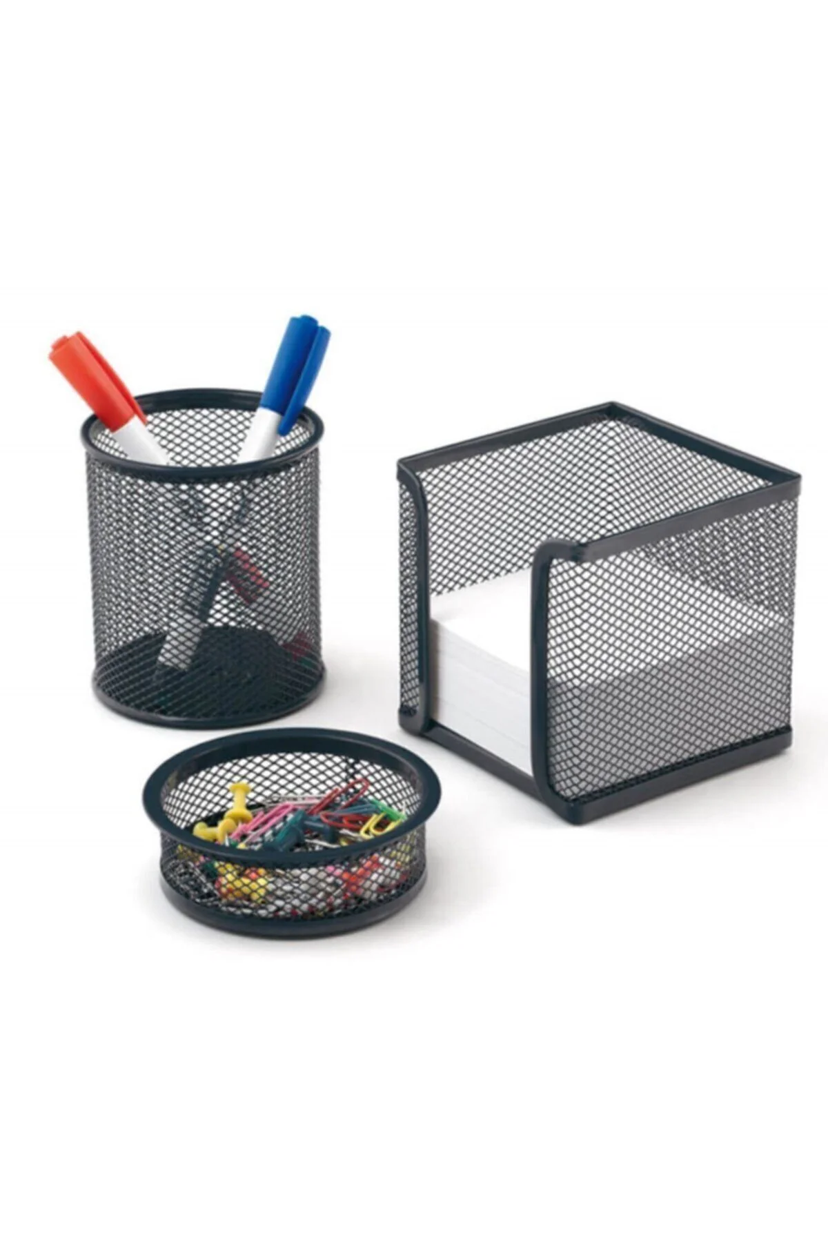 A4 Evrak Rafı Metal Üçlü Perfore 3'lü Set (kalemlik, Ataşlık) Küp