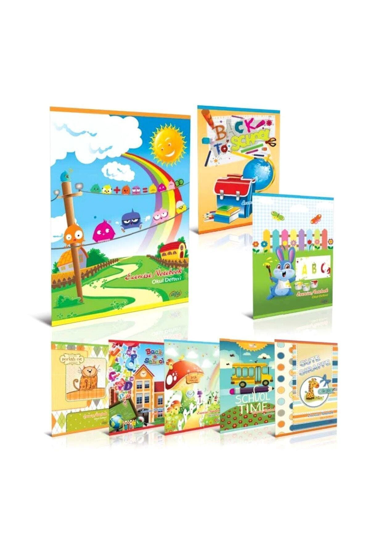 Alfa A4 Kaye Defter Karton Kapak Çizgili 80 Yaprak 80/1 (12 Li Paket)