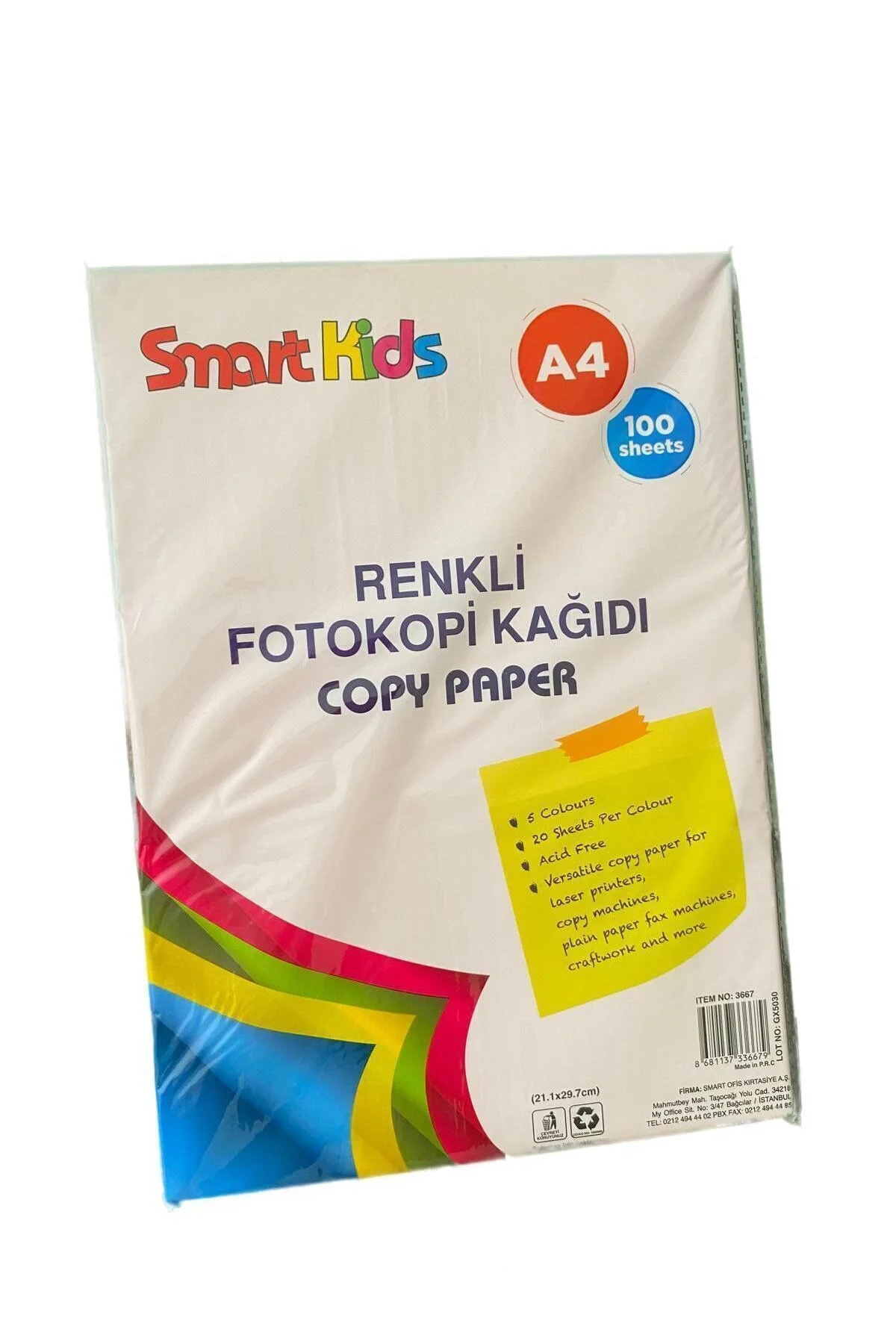 A4 Renkli Fotokopi Kağıdı 5 Renk 100 Lü A4 Renkli Fotokopi Kağıdı 5 Renk 100 Lü