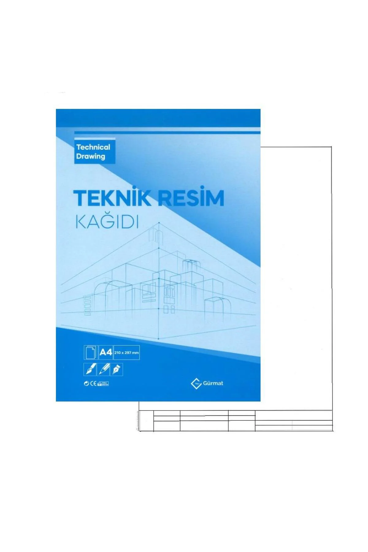 A4 Teknik Resim Defteri Dik 40 Yaprak Antetli A-4 Teknik Resim De