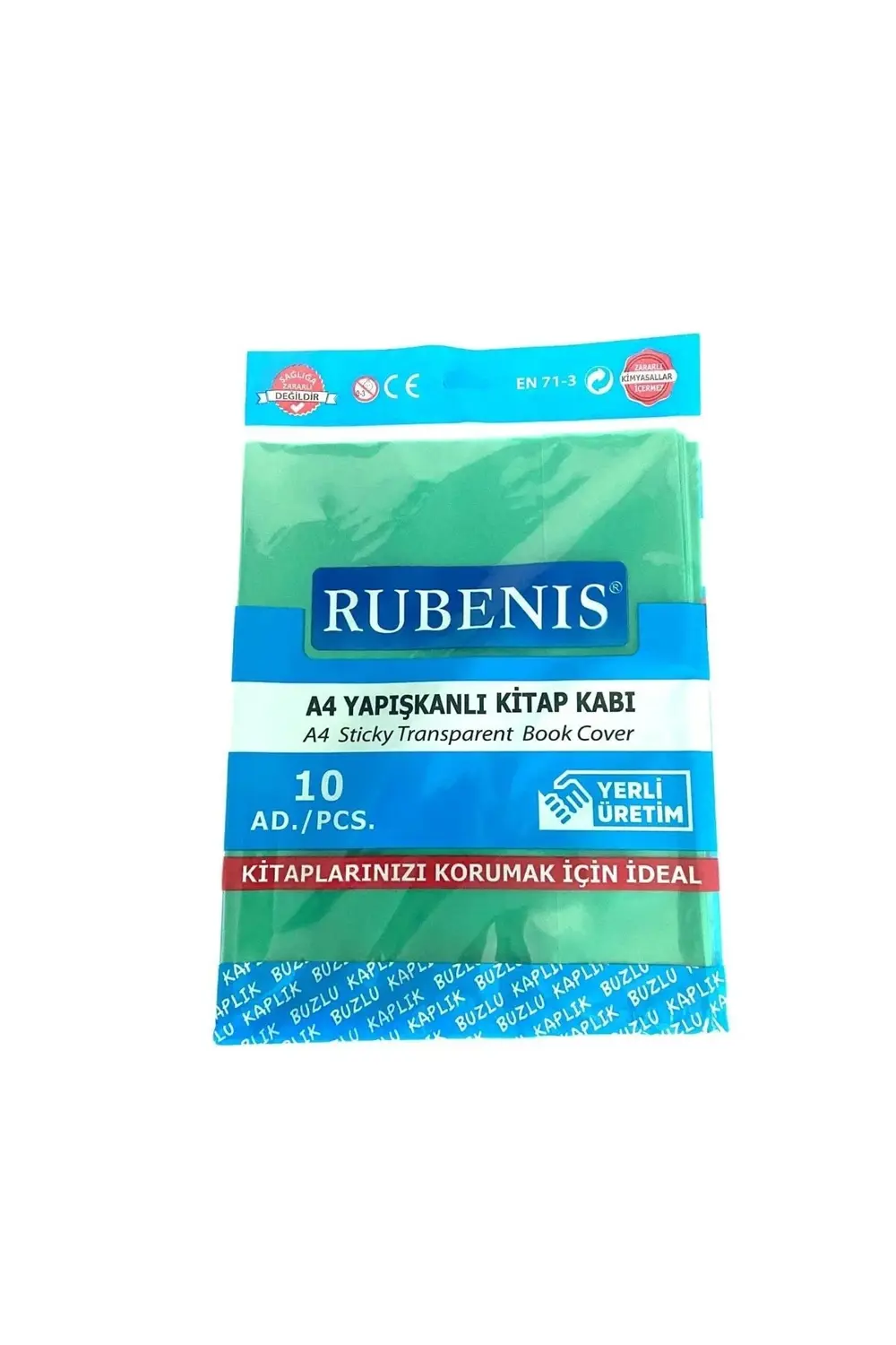 A4 Yapışkanlı Buzlu Şeffaf Kitap Kabı 10'lu Farklı Renk Seçenekle