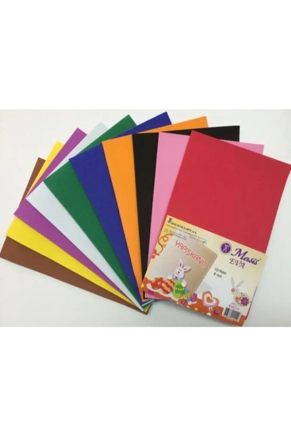 A4 Yapışkanlı Eva 10 Renk 10'lu Yapışkanlı Eva