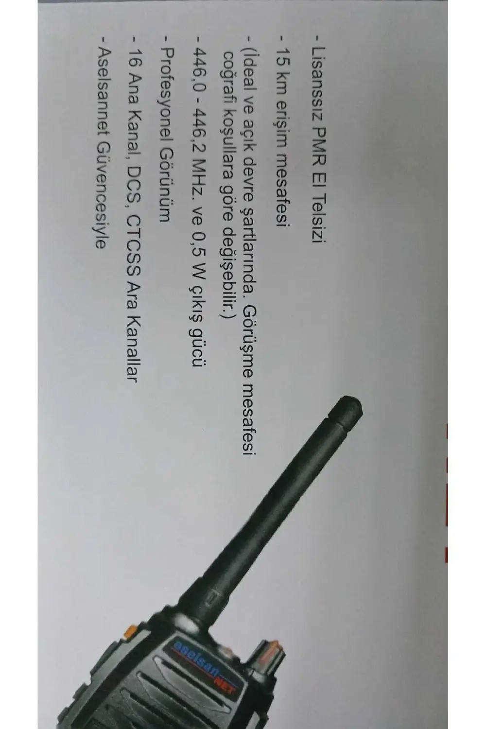 A446 El Telsizi (PMR) Pil Ve Şarj Dahil ( TEKLİ )