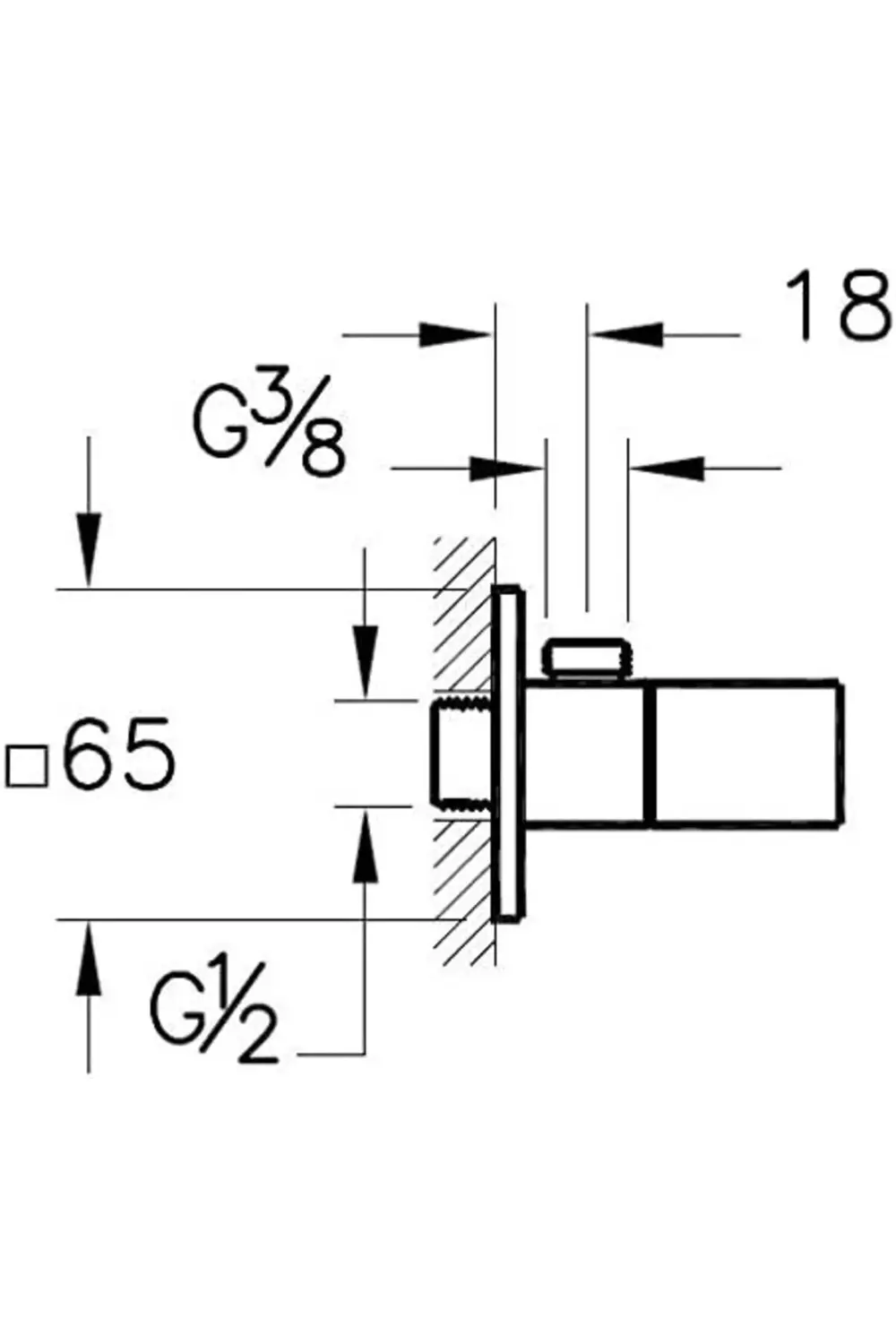 A45232 Kare Ara Musluk, 65 x 65 mmkare Rozet Ürüne Dahil, Krom 11