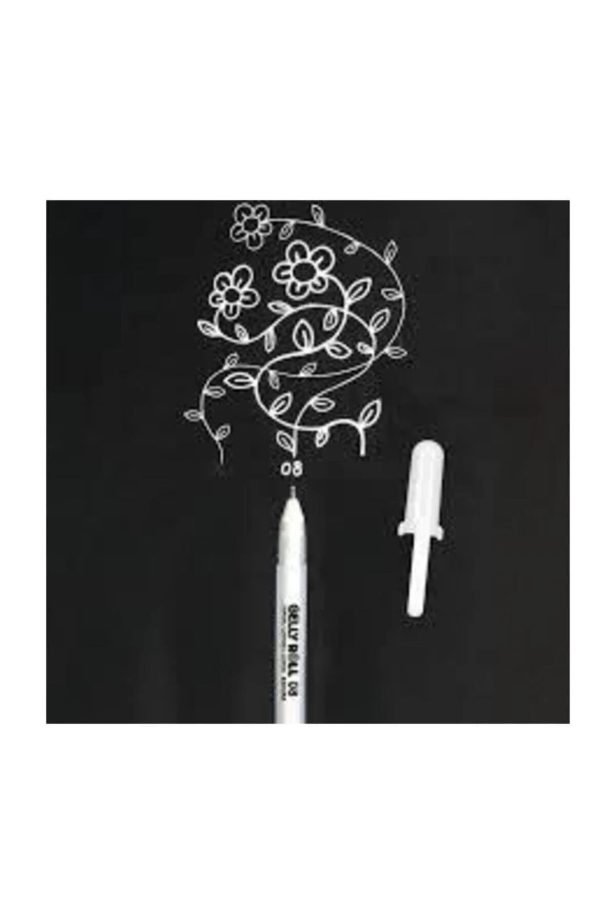 A5 Siyah Yapraklı Defter Jel Beyaz Kalem Side