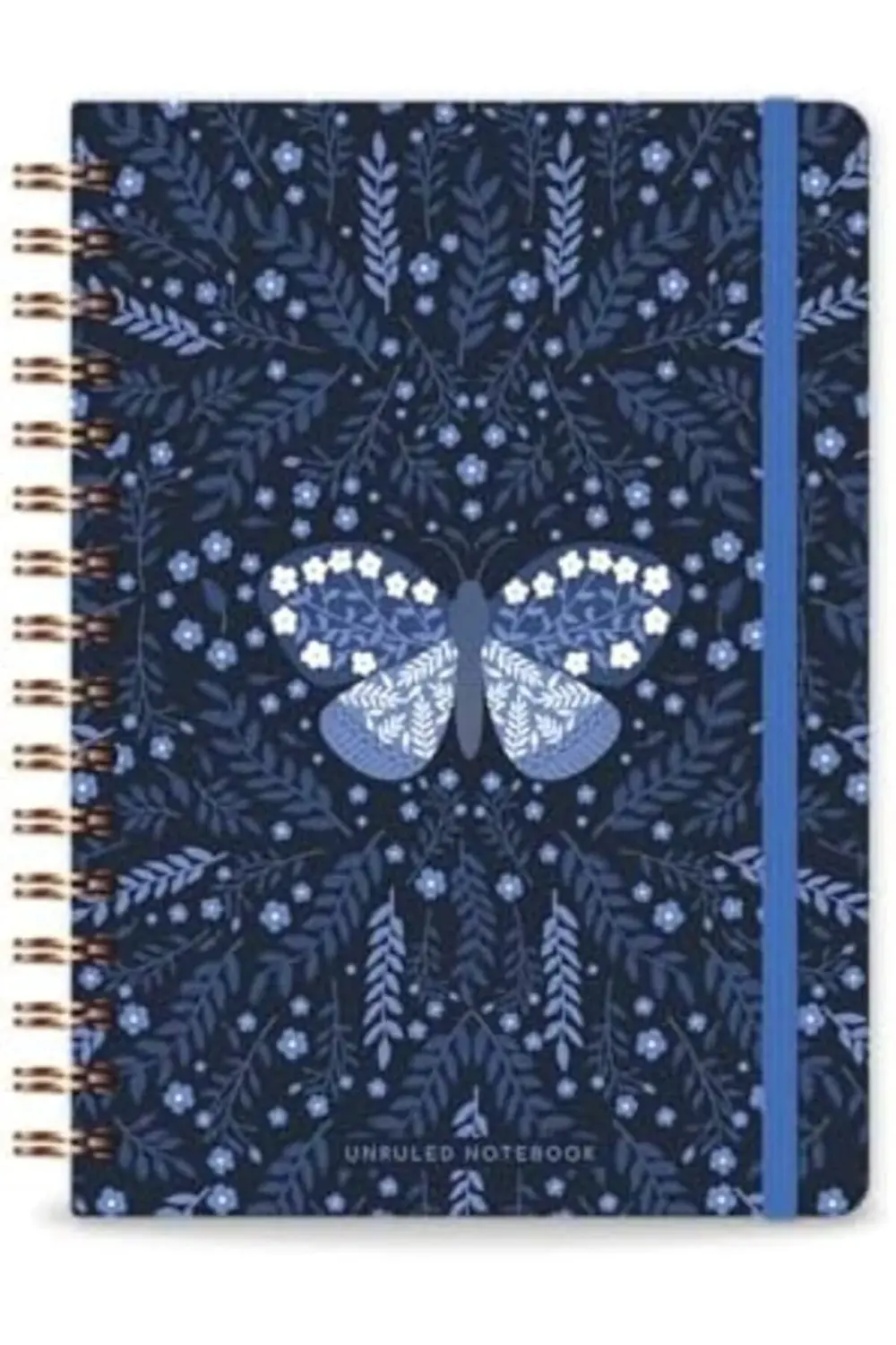 A5 Spiralli Sert Kapak Lastikli Düz - Çizgisiz Not Defteri Kelebe