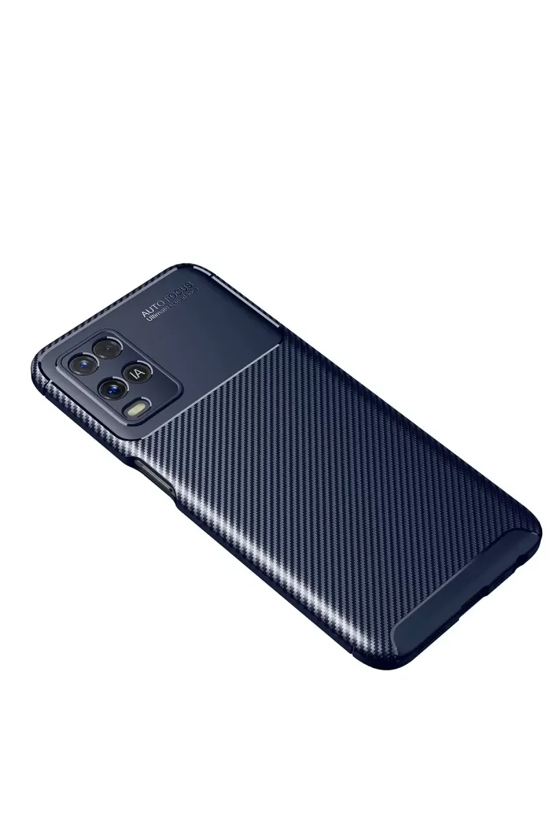 A54 4G ile Uyumlu Auto Focus Karbon Kapak Kılıf - Lacivert Darbe Korumalı