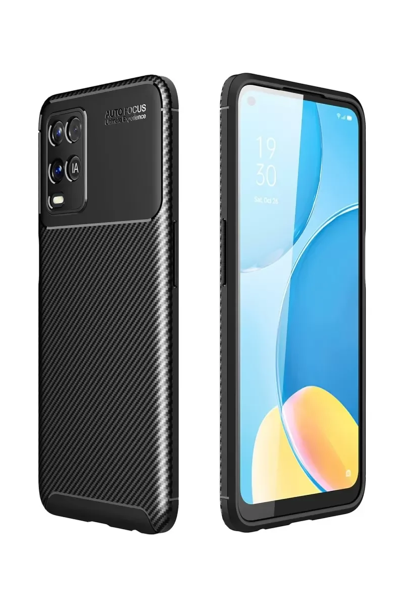 A54 4G ile Uyumlu Auto Focus Karbon Kapak Kılıf - Siyah Darbe Korumalı