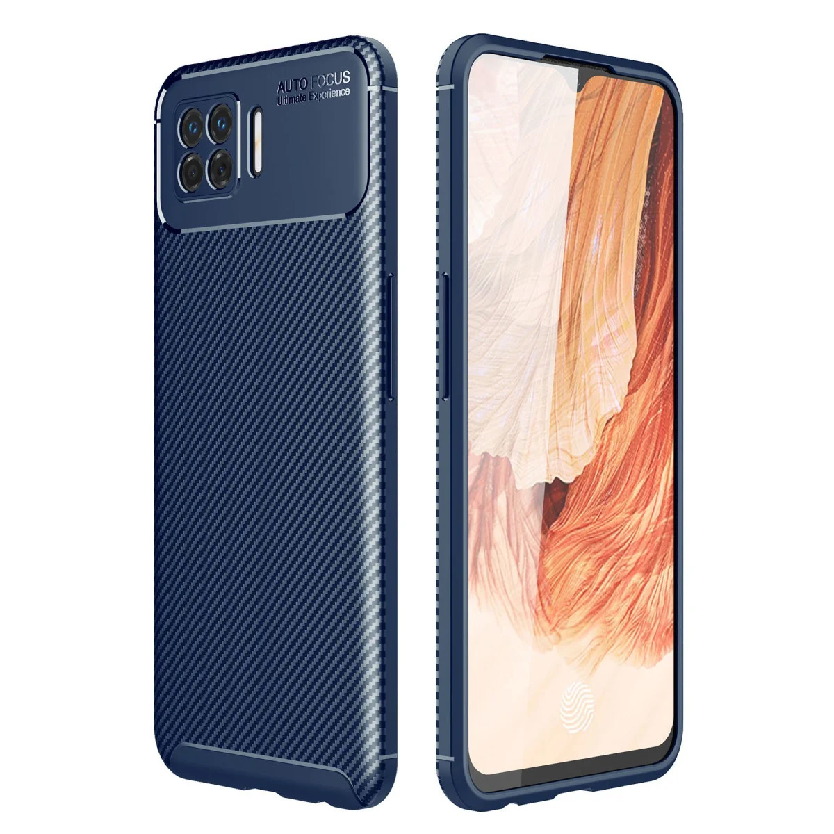 A73 Kılıf Auto Focus Karbon Fiber Kapak - Lacivert, Soft ve Pürüzsüz