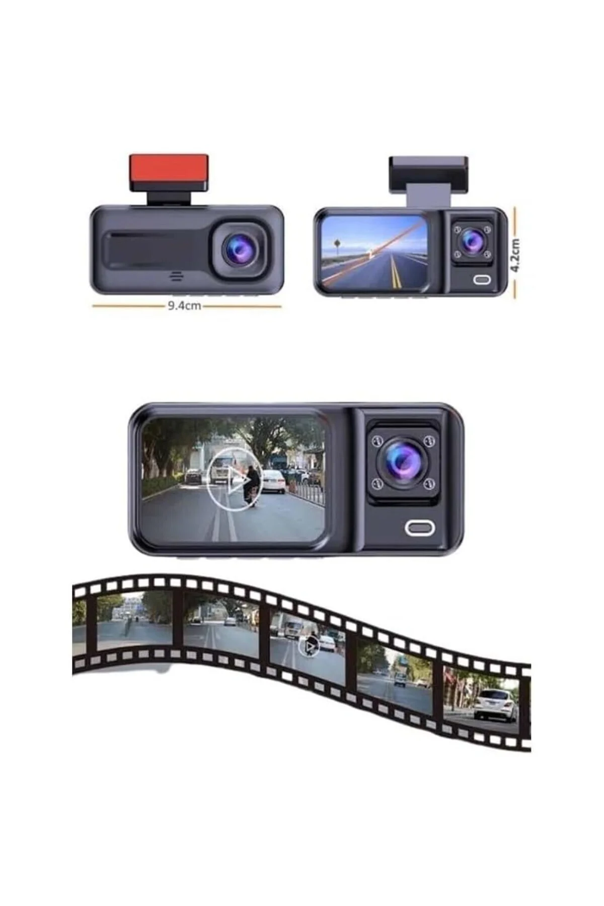 A98 BalckBox DVR WiFi Full HD 1080P 3 Kameralı Araç İçi Güvenlik 